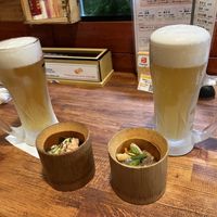 Beer and appetizers  at Hokusai in Fukuoka