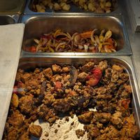 tempeh, onions (?), and potatoes at Heath's Natural Foods in New Smyrna Beach