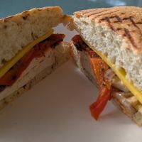 Tilly (tofu, vegan cheese, onions, and peppers on focaccia) at Heath's Natural Foods in New Smyrna Beach