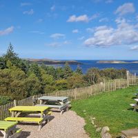 Outdoor seating with great views at Norse Bakehouse in Lairg