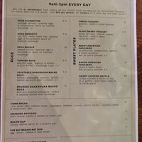 The brunch menu - look for plant-based (pb) at George Street Social in Oxford