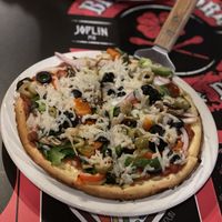 Healthy Hippie pizza with vegan cheese  at Blackthorn Pizza & Pub in Joplin