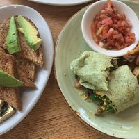 Vegan egg wrap, home fries, avocado toast  at Busboys and Poets - Shirlington in Arlington