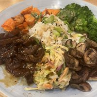 "Beef" mushroom bowl (delicious)  at Busboys and Poets - Shirlington in Arlington