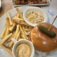 Vegan chicken burger with all toppings on the side   at Busboys and Poets - Shirlington in Arlington
