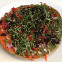 Raw pizza at Peacefood Cafe - Downtown in New York City