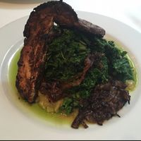 pan seared chicken filet with fava beans at Peacefood Cafe - Downtown in New York City