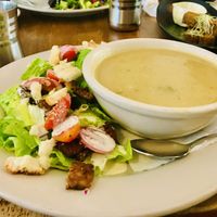 Delicious half salad and soup. So good! at Peacefood Cafe - Downtown in New York City