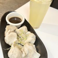 Shanghai dumplings and gingerade   at Peacefood Cafe - Downtown in New York City