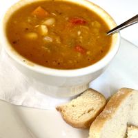 Soup of the day- white bean   at Peacefood Cafe - Downtown in New York City