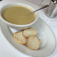 Soup of the day- puréed mushroom   at Peacefood Cafe - Downtown in New York City