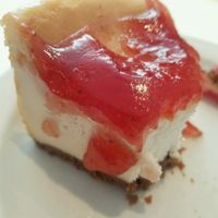 Mostly eaten strawberry cheesecake. Sooo amazing!! at Peacefood Cafe - Downtown in New York City