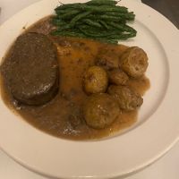 “Steak” with potatoes and green beans #Veganuary at Peacefood Cafe - Downtown in New York City
