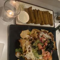 Nachos and chickpea fries  #Veganuary at Peacefood Cafe - Downtown in New York City