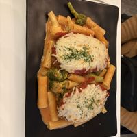 Parmesan rigatoni and cutlets   at Peacefood Cafe - Downtown in New York City