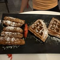 Chick’n and Waffles  at Peacefood Cafe - Downtown in New York City