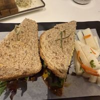 Pumpkin sandwich with tempehh balanced  at Peacefood Cafe - Downtown in New York City