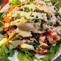 Not the greatest pic, but if you are on the fence about this huge menu, choose the Buddha Bowl. It includes one of Ash's great burgers. We loved the mushroom quinoa. Massive size! at iCreate Cafe in Pottstown