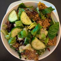 Syrian Salad with falafel and no tomatoes at iCreate Cafe in Pottstown