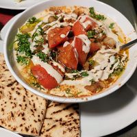 Msabaha -- you have to get this! Warm chickpeas in tahini sauce! at iCreate Cafe in Pottstown