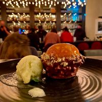 Dessert - Caramelized Apple-Pecan Snowglobe. Fine Art! #Veganuary at Crossroads Kitchen in Los Angeles