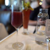 Blackberry mimosa  at Crossroads Kitchen in Los Angeles