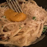 Gross-looking, death-like, ersatz egg yolk.  at Crossroads Kitchen in Los Angeles