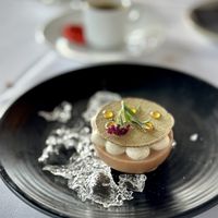 Caramel Chocolate Popcorn Tart  at Crossroads Kitchen in Los Angeles