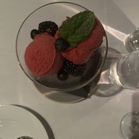 Raspberry Sorbet  at Crossroads Kitchen in Los Angeles
