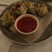 These zucchini blossoms were delicious!  at Crossroads Kitchen in Los Angeles