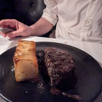 Steak and truffle potatoes at Crossroads Kitchen in Los Angeles