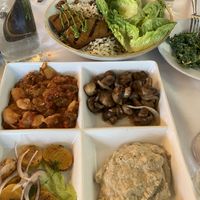 Mezze bowl and crossroads bowl   at Crossroads Kitchen in Los Angeles