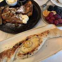 French toast and khachapuri  at Crossroads Kitchen in Los Angeles