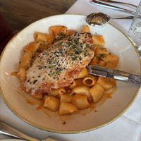 Vodka Rigatoni with Chick’n Parm  at Crossroads Kitchen in Los Angeles