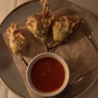 Squash blossomms  at Crossroads Kitchen in Los Angeles