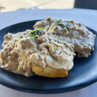 Biscuits and gravy   at Crossroads Kitchen in Los Angeles