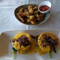 Eggs Benedict at Crossroads Kitchen in Los Angeles