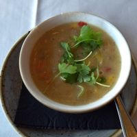 Corn chowder at Crossroads Kitchen in Los Angeles
