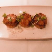 Crab cakes at Crossroads Kitchen in Los Angeles