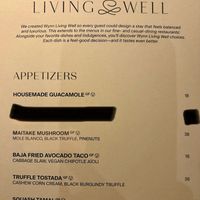 Appetizers menu   at Casa Playa in Las Vegas