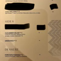 Entrees, Sides and Dessert menu   at Casa Playa in Las Vegas