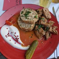 Traditional Austrian dish veganized.  at Cafe Harvest in Vienna