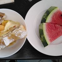 Brunch sweet plates at Cafe Harvest in Vienna