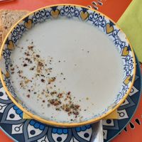 Garlic soup at Cafe Harvest in Vienna