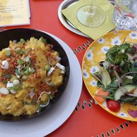 Kasnockerl with salad at Cafe Harvest in Vienna