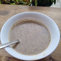 Mushroom soup at Cafe Harvest in Vienna