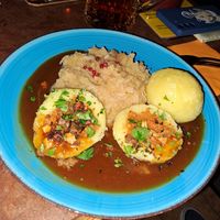 Gefüllte Knödel at Cafe Harvest in Vienna
