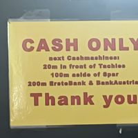 Cash only! at Cafe Harvest in Vienna