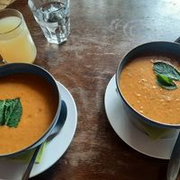 Oriental lentil soup (vegan) at Cafe Harvest in Vienna