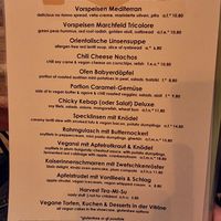 Vegan menu for a special event at Cafe Harvest in Vienna